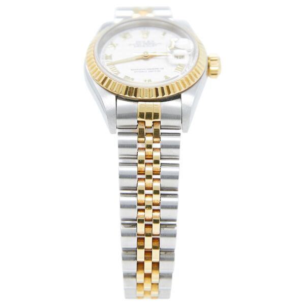 Rolex Pre-Owned Lady Datejust Stainless Steel + Yellow Gold Ivory Pyramid Roman Dial [COMPLETE SET] 26mm