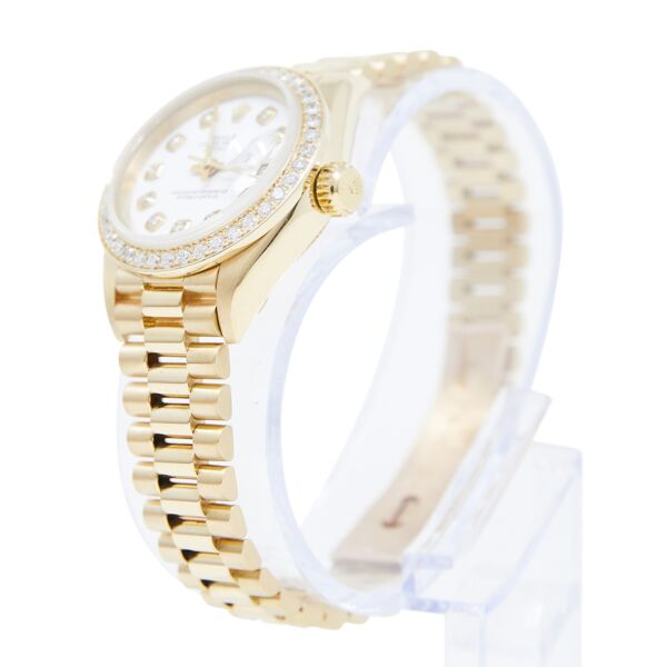 Rolex Pre-Owned Lady-Datejust President Yellow Gold Custom White Diamond Dial Custom Diamond Bezel [BOX + PAPERS]
