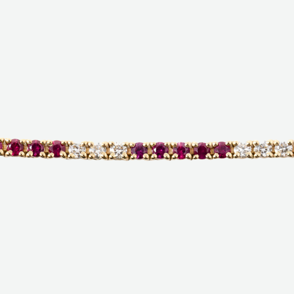 14K Gold Diamond and Ruby Tennis Bracelet