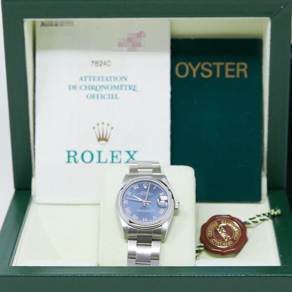 Rolex Pre Owned Datejust Steel Blue Roman Dial on Oyster 31mm