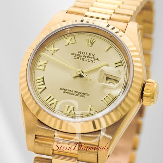 Rolex Lady Yellow Gold President Champagne Roman on Presidential 26mm