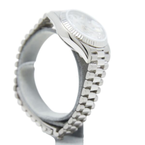 Rolex Pre Owned Datejust White Gold Factory Silver Diamond Dial on Presidential Bracelet 26mm