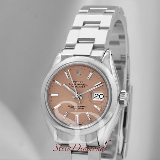 Rolex Lady Steel Datejust Smooth Bezel Custom Copper Index Dial on Oyster Band 26mm