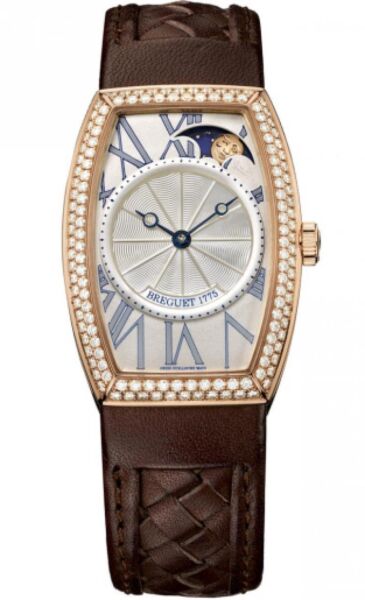 Heritage Phase de Lune Mother of Pearl Rose Gold Brown Leather Ladies Watch
