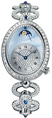 Reine de Naples Blue Mother of Pearl Diamond 18kt White Gold Ladies Watch