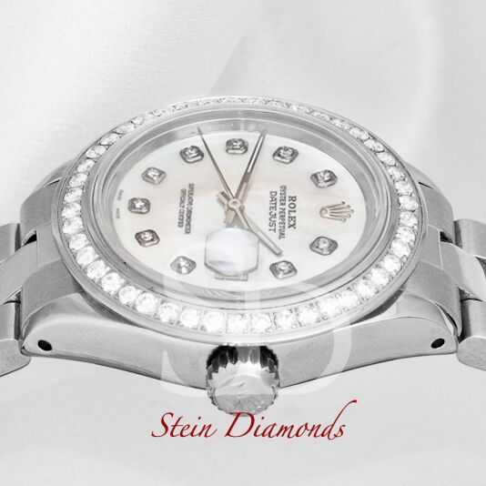 Rolex Lady Steel Datejust Custom Diamond Bezel and Custom Mother of Pearl Diamond Dial on Oyster Band 26mm