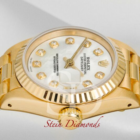 Rolex Lady Yellow Gold President Custom Mother of Pearl Diamond on Presidential 26mm