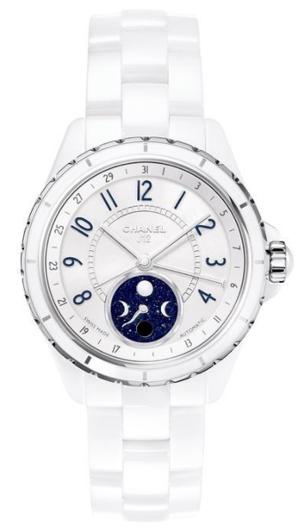 J12 Moon Phase Mother of Pearl Dial White Ceramic Mens Watch
