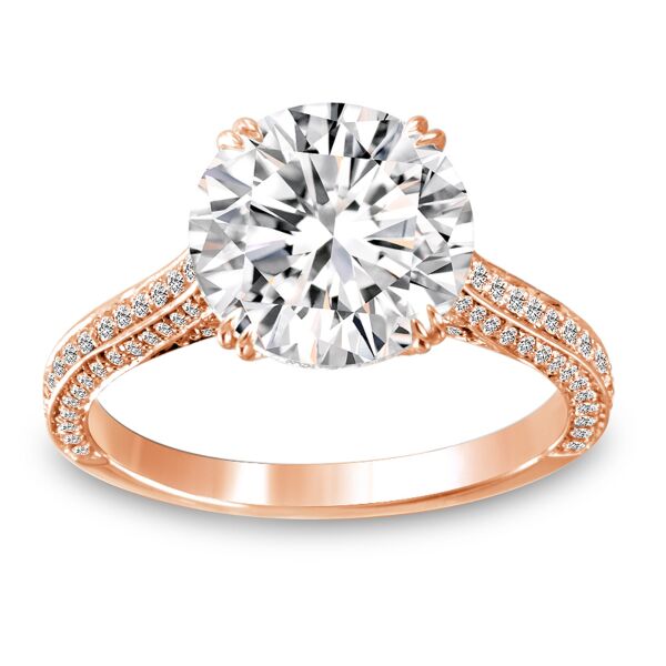 Pave Round Cut Diamond Engagement Ring In Rose Gold 3D Diamond II (0.51 ct. tw.)