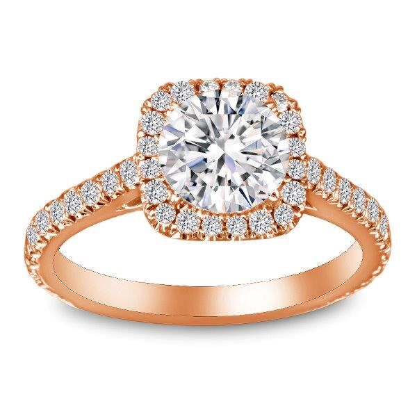 Halo Round Cut Diamond Engagement Ring In Rose Gold Watch Me Shine (0.54 ct. tw.)