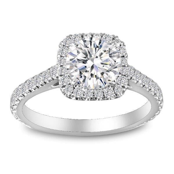 Halo Round Cut Diamond Engagement Ring In White Gold Watch Me Shine (0.54 ct. tw.)