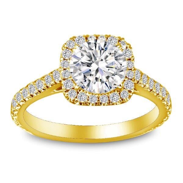 Halo Round Cut Diamond Engagement Ring In Yellow Gold Watch Me Shine (0.54 ct. tw.)
