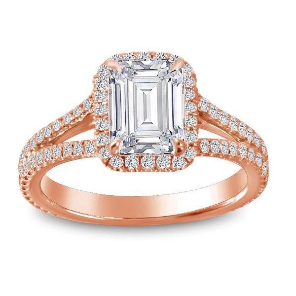 Halo Emerald Cut Diamond Engagement Ring In Rose Gold Converge (0.52 ct. tw.)
