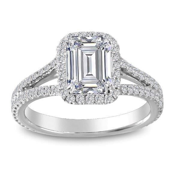 Halo Emerald Cut Diamond Engagement Ring In White Gold Converge (0.52 ct. tw.)