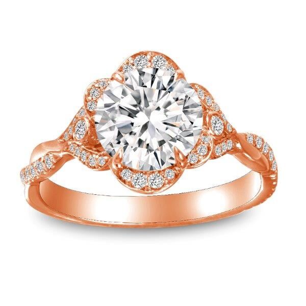 Halo Round Cut Diamond Engagement Ring In Rose Gold Waltz (0.3 ct. tw.)