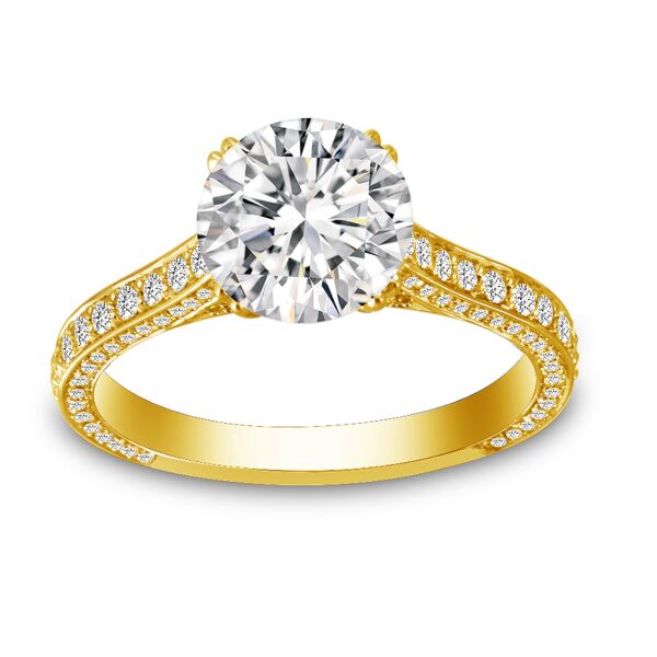 Pave Round Cut Diamond Engagement Ring In Yellow Gold VYM (0.67 ct. tw.)