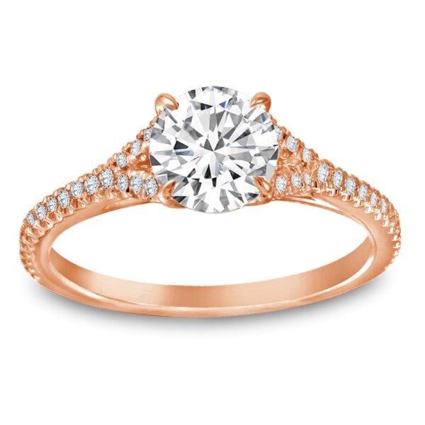 Pave Round Cut Diamond Engagement Ring In Rose Gold Natural Split Shank (0.19 ct. tw.) 