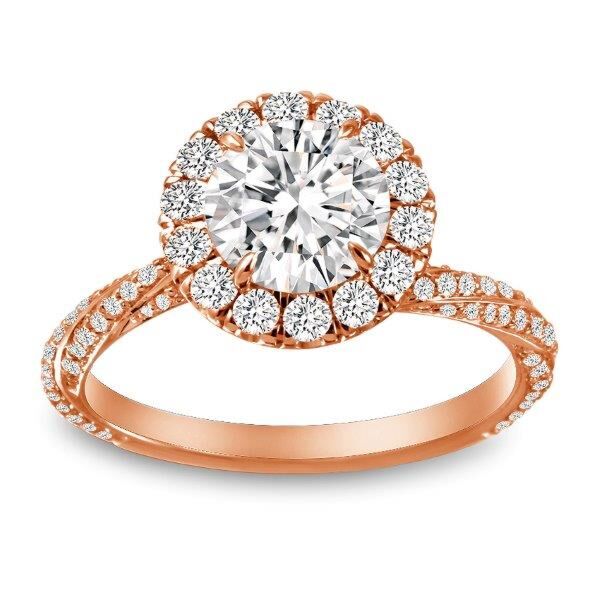 Halo Round Cut Diamond Engagement Ring In Rose Gold Cyclone (0.71 ct. tw.)