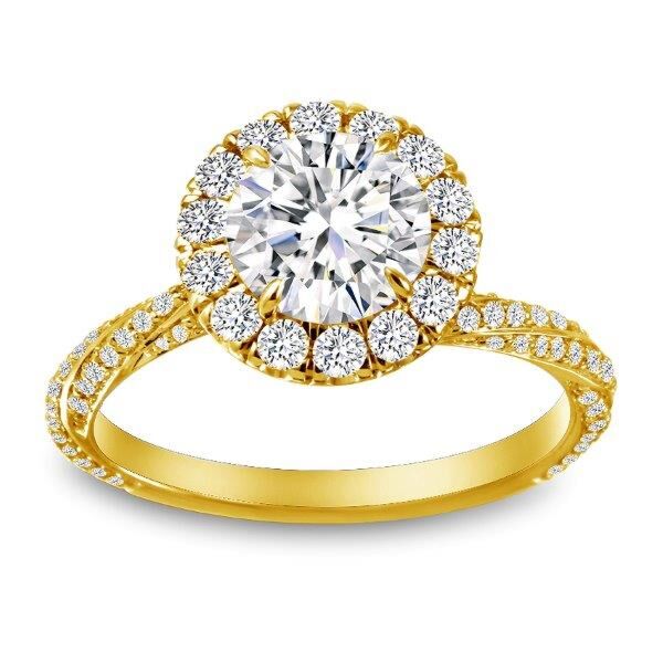 Halo Round Cut Diamond Engagement Ring In Yellow Gold Cyclone (0.71 ct. tw.)