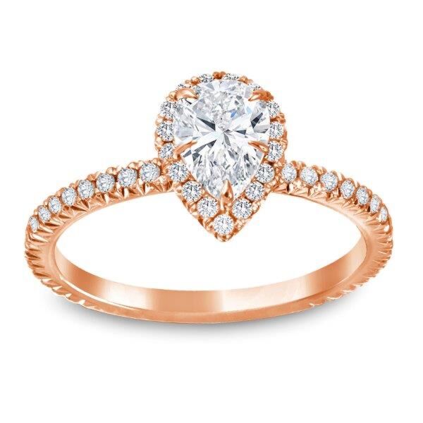 Halo Pear Cut Diamond Engagement Ring In Rose Gold Uplift (0.33 ct. tw.)