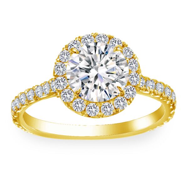 Halo Round Cut Diamond Engagement Ring In Yellow Gold The Multiple (0.83 ct. tw.)