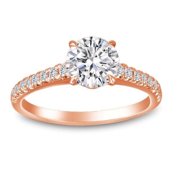 Pave Round Cut Diamond Engagement In Rose Gold Ring Natural II (0.25 ct. tw.)
