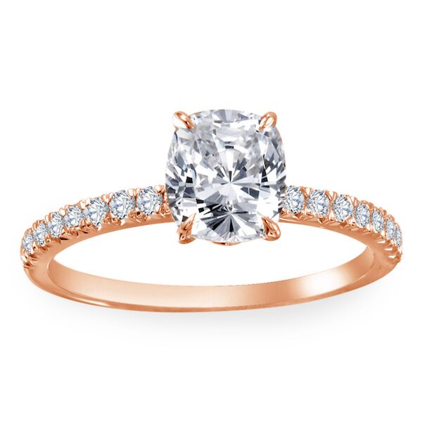 Pave Cushion Cut Diamond Engagement Ring In Rose Gold The Tipping Point III (0.23 ct. tw.)