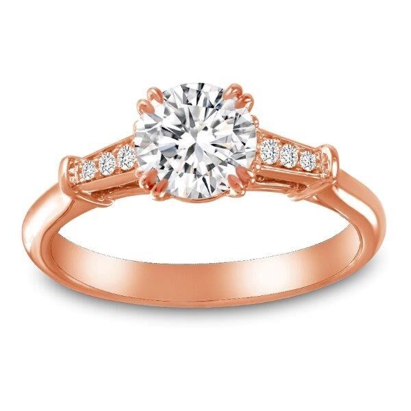 Pave Round Cut Diamond Engagement In Rose Gold Ring Cupid's Arrow III (0.08 ct. tw.)