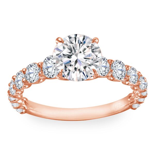 Pave Round Cut Diamond Engagement Ring In Rose Gold Modern Twist (1.16 ct. tw.)
