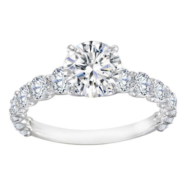 Pave Round Cut Diamond Engagement Ring In White Gold Modern Twist (1.16 ct. tw.)