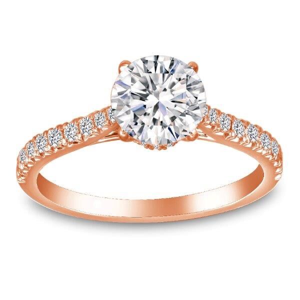 Pave Round Cut Diamond Engagement Ring In Rose Gold Tied Down (0.28 ct. tw.)