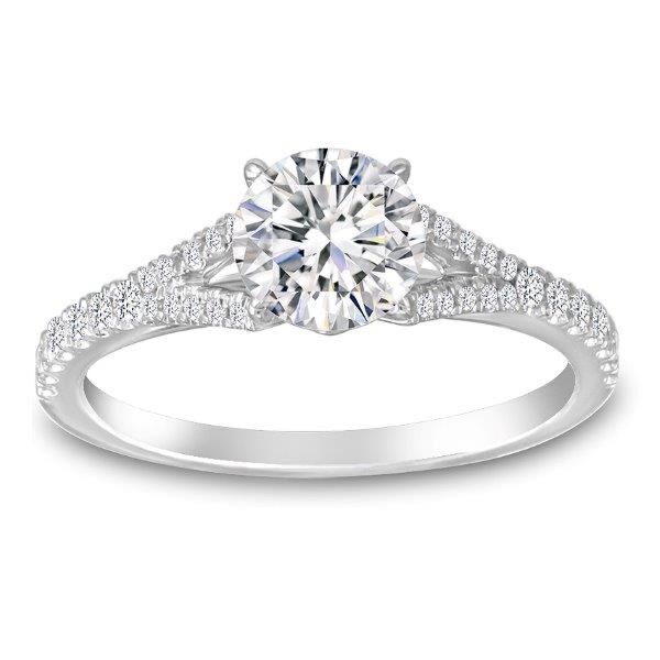 Pave Round Cut Diamond Engagement Ring with Split Shank Disconnected (0.21 ct. tw.)