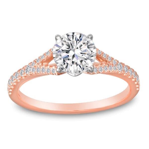 Pave Round Cut Diamond Engagement Ring with Split Shank In Rose Gold Disconnected II (0.2 ct. tw.)