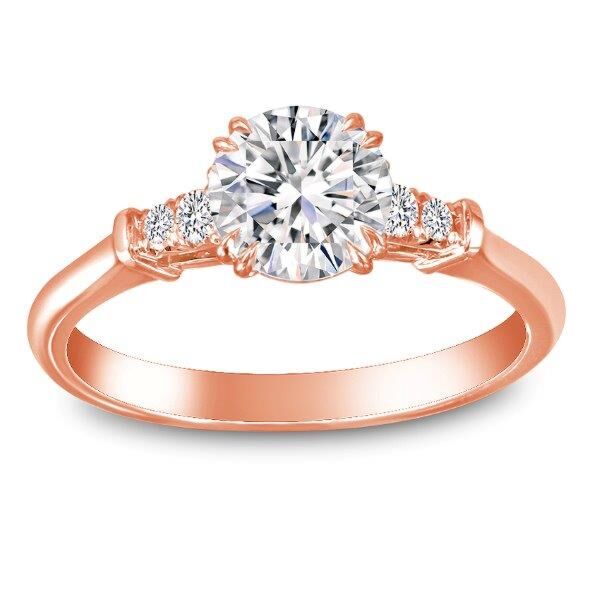 Pave Round Cut Diamond Engagement Ring In Rose Gold Cupid's Arrow (0.1 ct. tw.)
