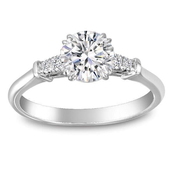 Pave Round Cut Diamond Engagement Ring In White Gold Cupid's Arrow (0.1 ct. tw.)