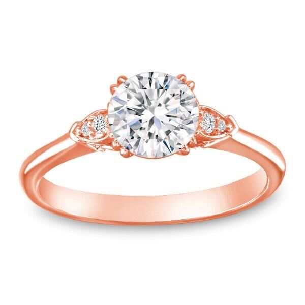 Pave Round Cut Diamond Engagement Ring In Rose Gold Cupid's Arrow II (0.05 ct. tw.)