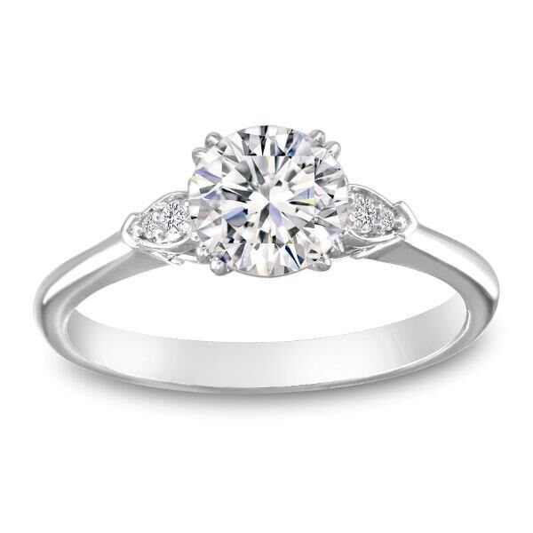 0.3-Carat Round Diamond  set in Pave Round Cut Diamond Engagement Ring In White Gold Cupid's Arrow II (0.05 ct. tw.)