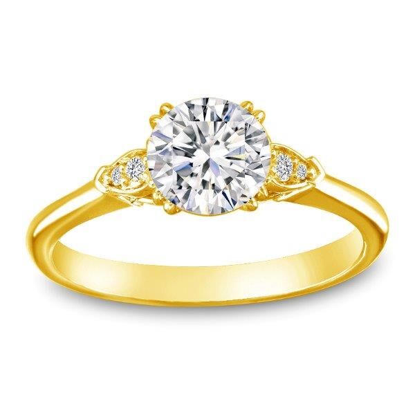 Pave Round Cut Diamond Engagement Ring In Yellow Gold Cupid's Arrow II (0.05 ct. tw.)
