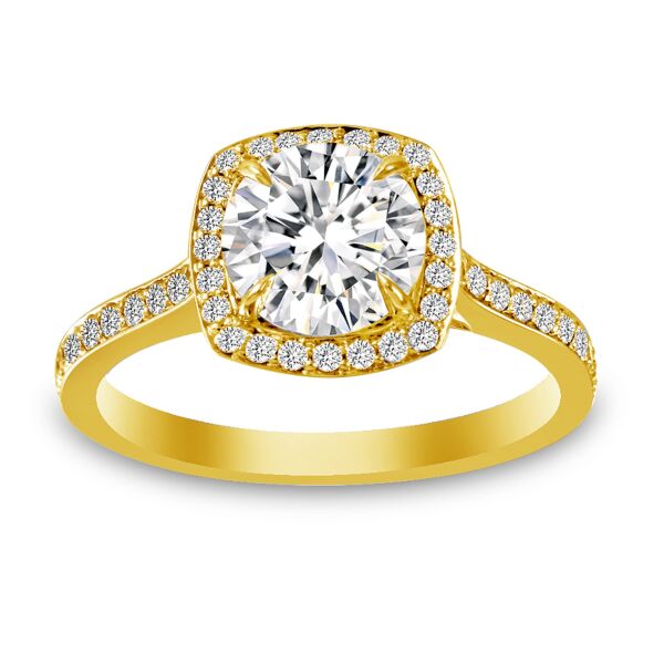 Halo Round Cut Diamond Engagement Ring In Yellow Gold The Details (0.51 ct. tw.)