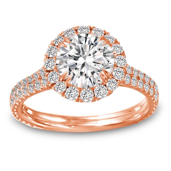 Halo Round Cut Diamond Engagement Ring In Rose Gold Double Down Slim (0.78 ct. tw.)