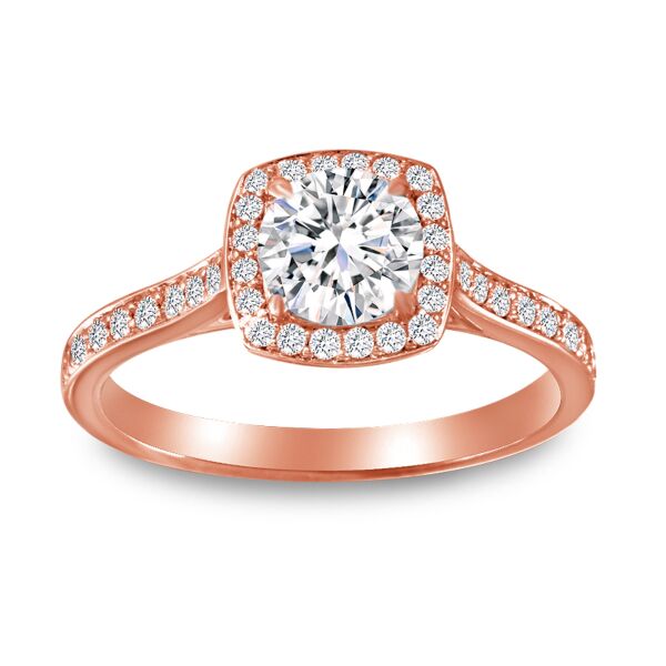 Halo Round Cut Diamond Engagement Ring In Rose Gold Behind the Scenes (0.33 ct. tw.)