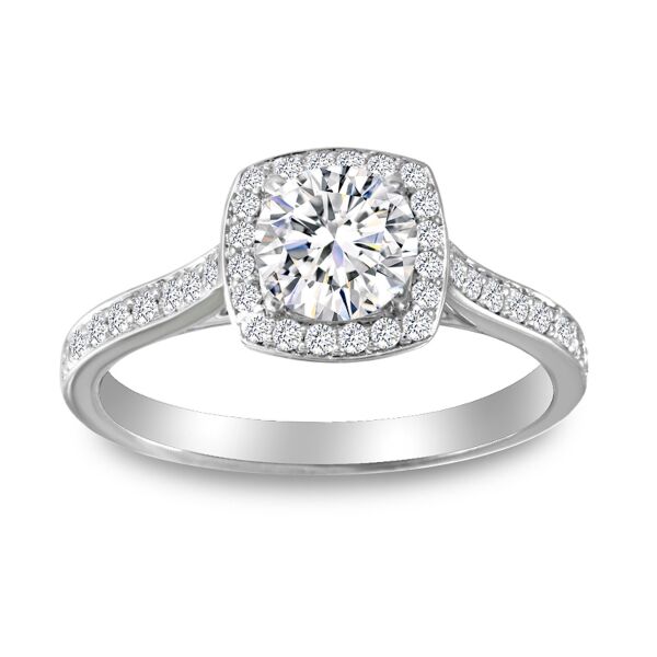 Halo Round Cut Diamond Engagement Ring In White Gold Behind the Scenes (0.33 ct. tw.)