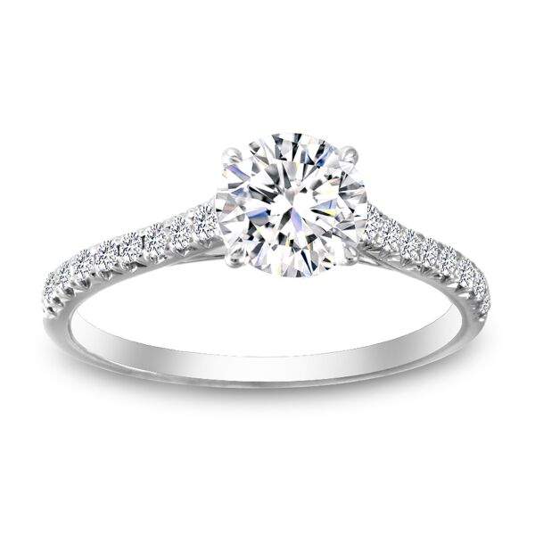 Pave Round Cut Diamond Engagement Ring Natural with Accent (0.23 ct. tw.)
