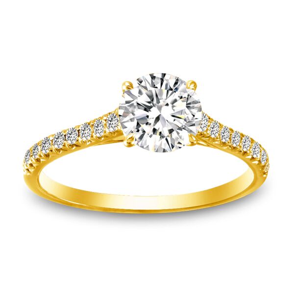 Pave Round Cut Diamond Engagement Ring In Yellow Gold Natural with Accent (0.23 ct. tw.)