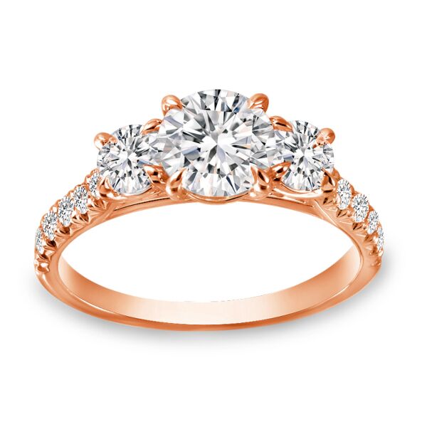 3-Stone Round Cut Diamond Engagement Ring In Rose Gold Natural (0.3 ct. tw.)