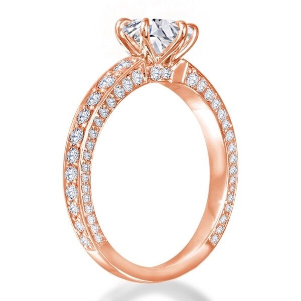 Pave Round Cut Diamond Engagement Ring In Rose Gold Protected (0.78 ct. tw.)
