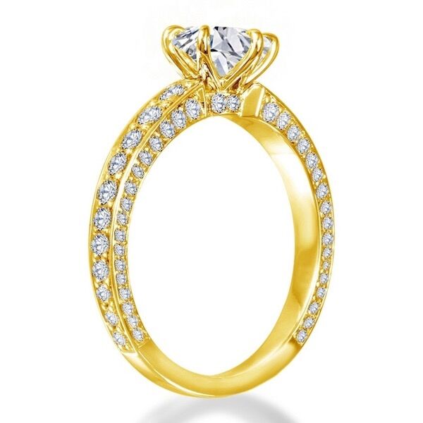 Pave Round Cut Diamond Engagement Ring In Yellow Gold Protected (0.78 ct. tw.)
