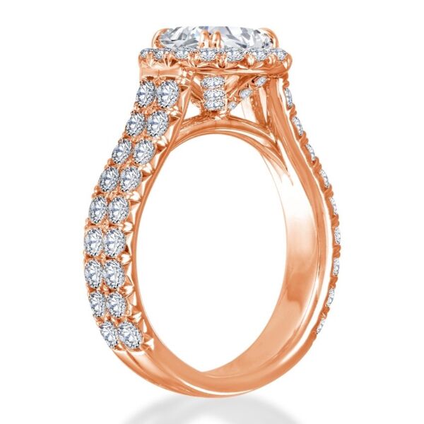 Halo Round Cut Diamond Engagement Ring In Rose Gold Double Down (1.85 ct. tw.)