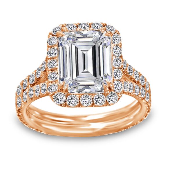 Halo Emerald Cut Diamond Engagement Ring In Rose Gold Closing Call (1.49 ct. tw.)