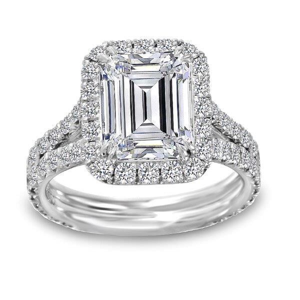 2.72-Carat Radiant Diamond  set in Halo Emerald Cut Diamond Engagement Ring In White Gold Closing Call (1.49 ct. tw.)